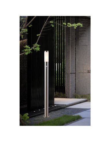 Baliza alta de exterior con sensor de movimiento HELSINKI de acero inoxidable 1100mm altura Ø75mm E27 IP65
