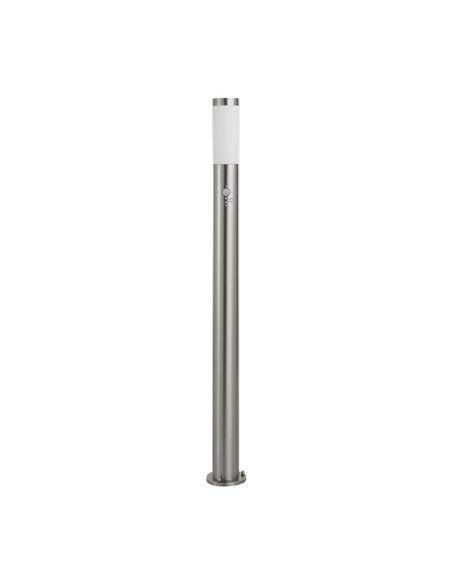 Baliza alta de exterior con sensor de movimiento HELSINKI de acero inoxidable 1100mm altura Ø75mm E27 IP65