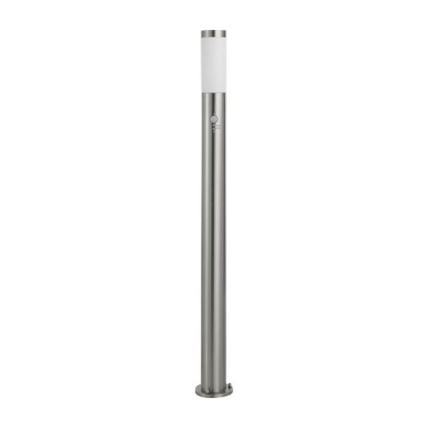 Baliza alta de exterior con sensor de movimiento HELSINKI de acero inoxidable 1100mm altura Ø75mm E27 IP65