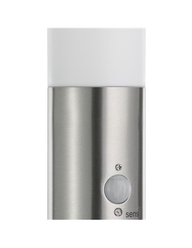 Baliza alta de exterior con sensor de movimiento HELSINKI de acero inoxidable 1100mm altura Ø75mm E27 IP65
