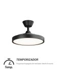 Temporizador Ventilador de Techo con aspas Retráctiles BOMBAY ESTILO S con Luz LED Regulable, Negro Sulion