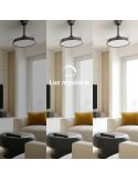 Ventilateur de plafond BOMBAY S STYLE avec pales rétractables et lumière LED à intensité variable, Sulion noir