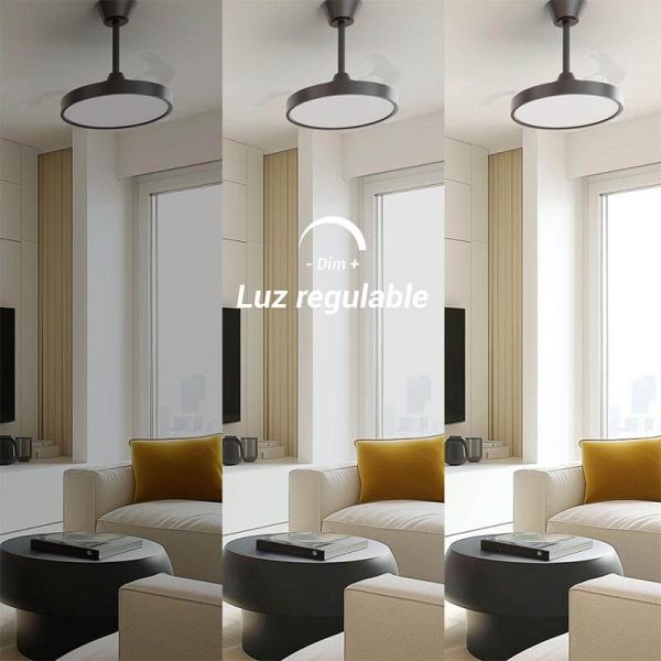Ventilador de Techo con aspas Retráctiles BOMBAY ESTILO S con Luz LED Regulable, Negro Sulion