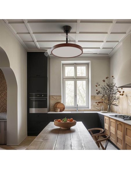 Ventilateur de plafond noir et noyer avec pales rétractables et lumière LED réglable Nature Wind Bombay M