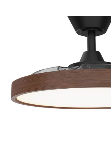 Ventilador de Techo Negro y Nogal con Palas Retráctiles y Luz LED regulable Nature Wind Bombay M
