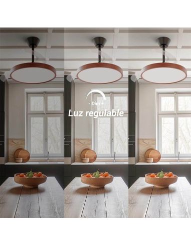 Ventilateur de plafond noir et noyer avec pales rétractables et lumière LED réglable Nature Wind Bombay M