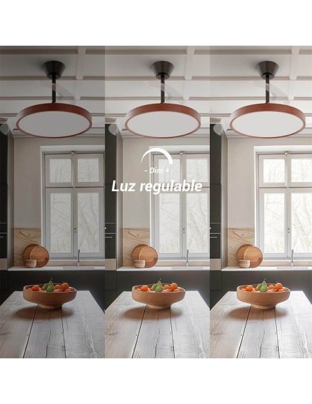 Ventilador de teto preto e nogueira com lâminas retráteis e luz LED ajustável Nature Wind Bombay M