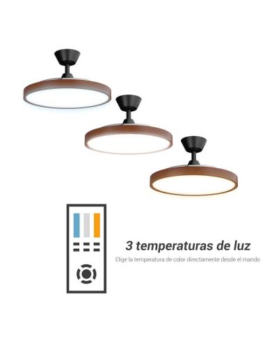 Ventilador de Techo Negro y Nogal con Palas Retráctiles y Luz LED regulable Nature Wind Bombay M
