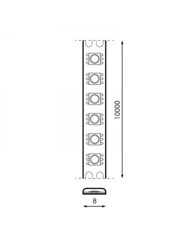 Medidas Tira LED 24V SMD2835 Osram 120 LED/m 10 metros interior IP20 iluminación decorativa alta luminosidad 12W/m 1.100Lm/w