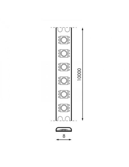 Medidas Tira LED 24V SMD2835 Osram 120 LED/m 10 metros interior IP20 iluminación decorativa alta luminosidad 12W/m 1.100Lm/w