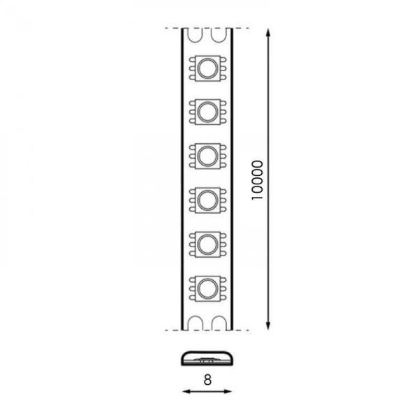 Medidas Tira LED 24V SMD2835 Osram 120 LED/m 10 metros interior IP20 iluminación decorativa alta luminosidad 12W/m 1.100Lm/w