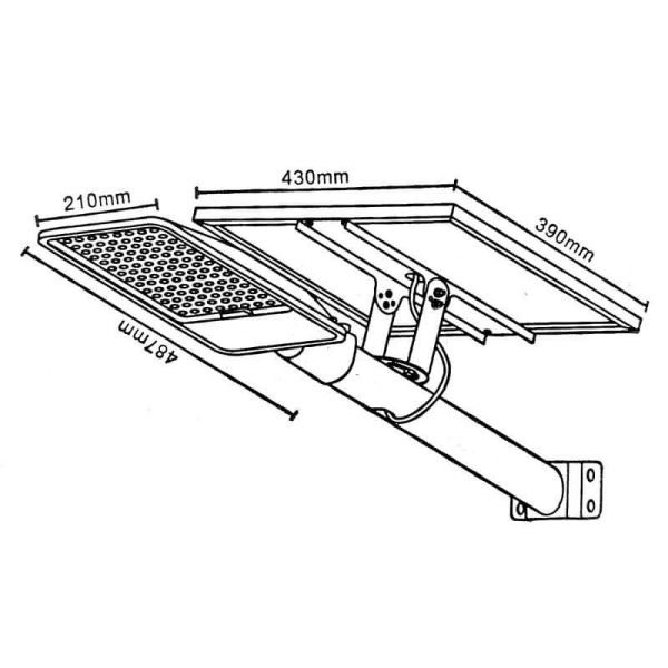 Medidas Farola LED Solar 300W para Alumbrado Público con Sensor Crepuscular y Control Remoto IP65