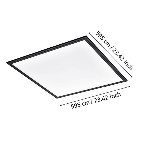 Medidas Plafon LED quadrado preto 60x60 4000K 4.700Lm IP20 Salobrena 1 33W Instalação em superfície 900819 Eglo