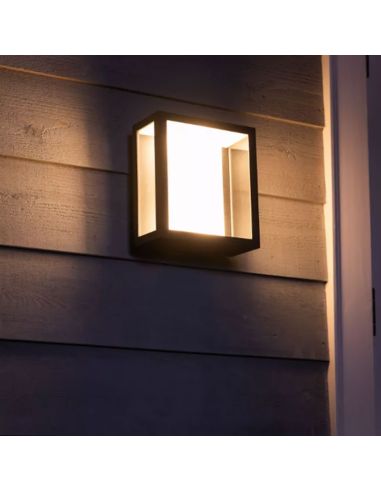 Aplique de pared LED exterior Negro Impress cuadrado 15W IP44 2000 - 6500 Hue White Color Ambiance, cambia de color