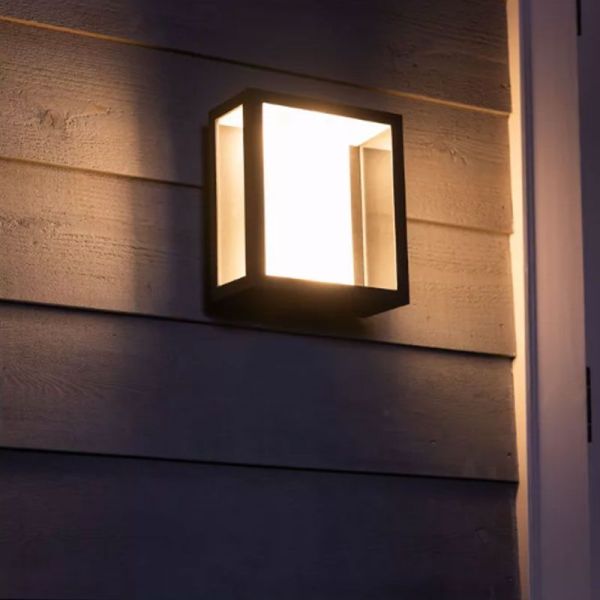 Aplique de pared LED exterior Negro Impress cuadrado 15W IP44 2000 - 6500 Hue White Color Ambiance, cambia de color