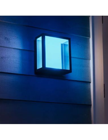 Aplique de pared LED exterior Negro Impress cuadrado 15W IP44 2000 - 6500 Hue White Color Ambiance, cambia de color