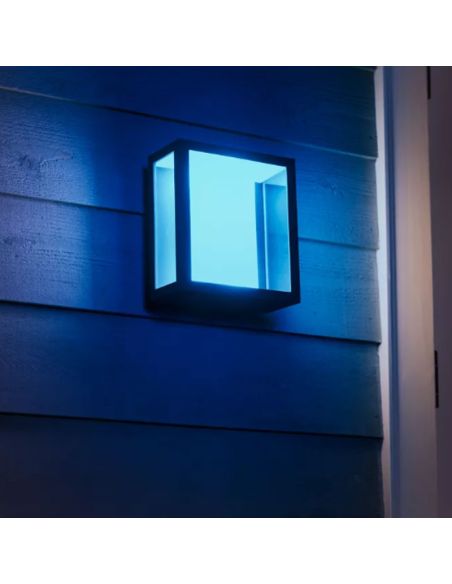 Aplique de pared LED exterior Negro Impress cuadrado 15W IP44 2000 - 6500 Hue White Color Ambiance, cambia de color