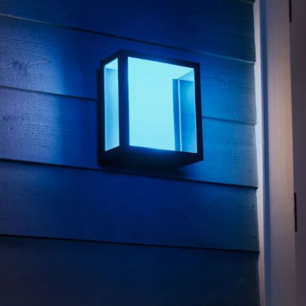 Aplique de pared LED exterior Negro Impress cuadrado 15W IP44 2000 - 6500 Hue White Color Ambiance, cambia de color