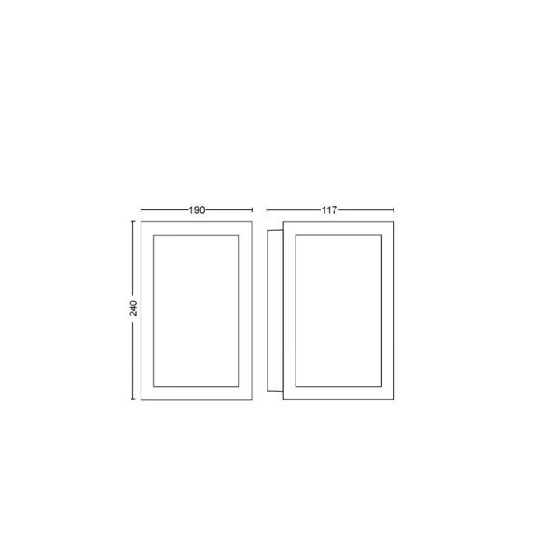 Preto Impress quadrado 15W IP44 2000...
