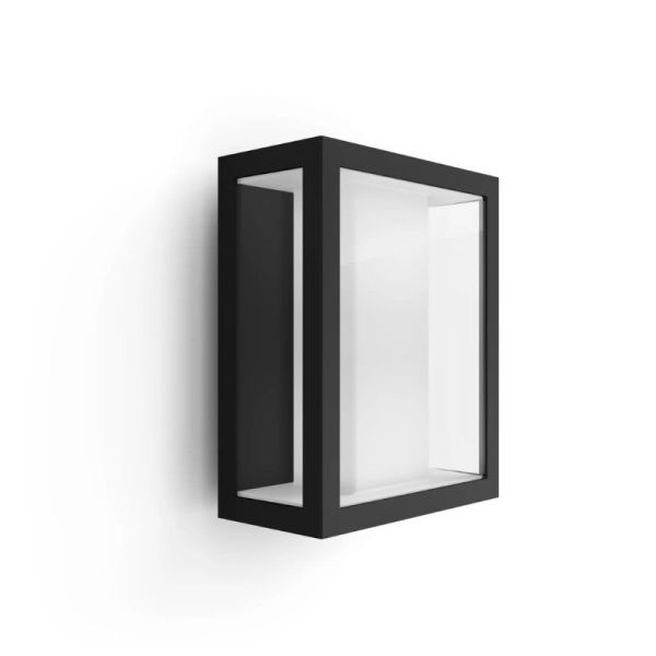 Aplique de pared LED exterior Negro Impress cuadrado 15W IP44 2000 - 6500 Hue White Color Ambiance, cambia de color