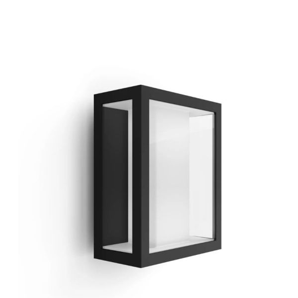 Aplique de pared LED exterior Negro Impress cuadrado 15W IP44 2000 - 6500 Hue White Color Ambiance, cambia de color