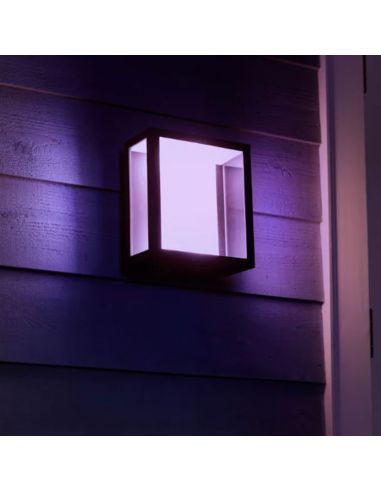 Aplique de pared LED exterior Negro Impress cuadrado 15W IP44 2000 - 6500 Hue White Color Ambiance, cambia de color