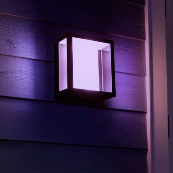 Aplique de pared LED exterior Negro Impress cuadrado 15W IP44 2000 - 6500 Hue White Color Ambiance, cambia de color