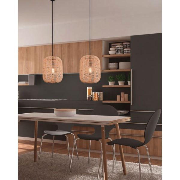 Lámpara de Techo Cuerda Natural RUNA Pequeña Altura Ajustable Bombilla excl. 1x E27 max. 40W IP20