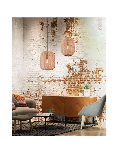 RUNA Petit Plafonnier Corde Naturelle Hauteur Ajustable Ampoule excl. 1x E27 max. 40W IP20