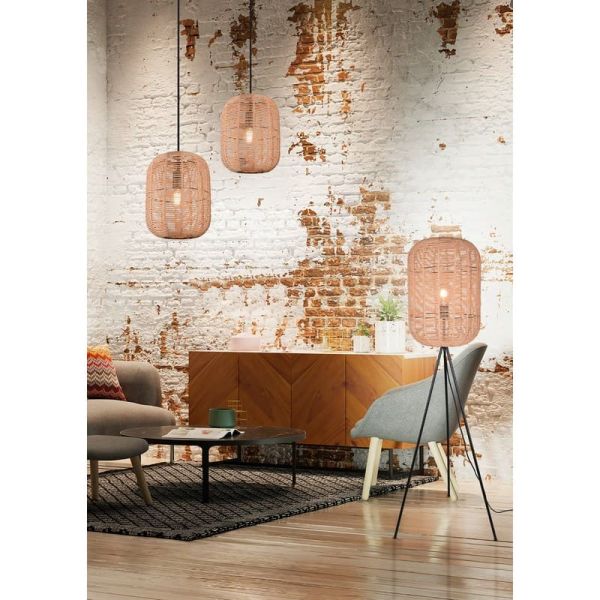 Lámpara de Techo Pantalla Cuerda Natural RUNA Grande Altura Ajustable Bombilla excl. 1x E27 max. 40W IP20