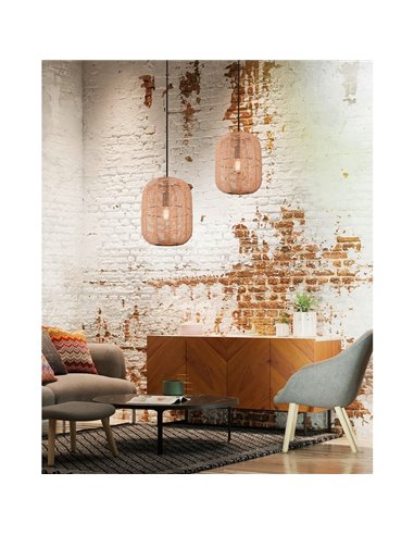 RUNA Grand Abat-Jour en Corde Naturelle Plafonnier Hauteur Réglable Ampoule excl. 1x E27 max. 40W IP20