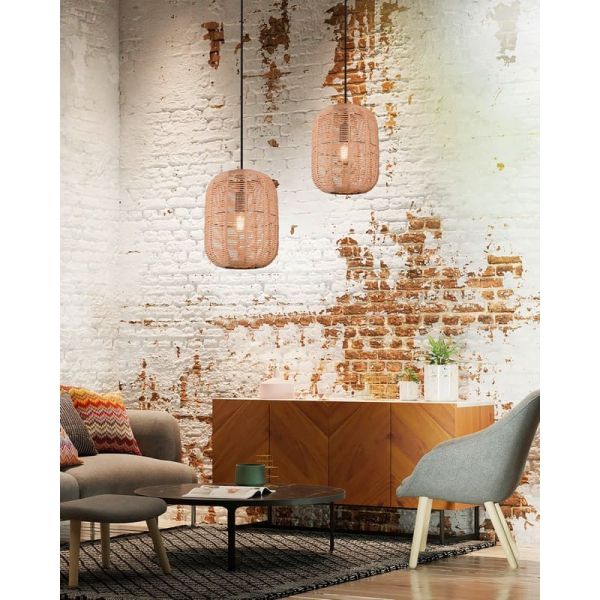 Lámpara de Techo Pantalla Cuerda Natural RUNA Grande Altura Ajustable Bombilla excl. 1x E27 max. 40W IP20