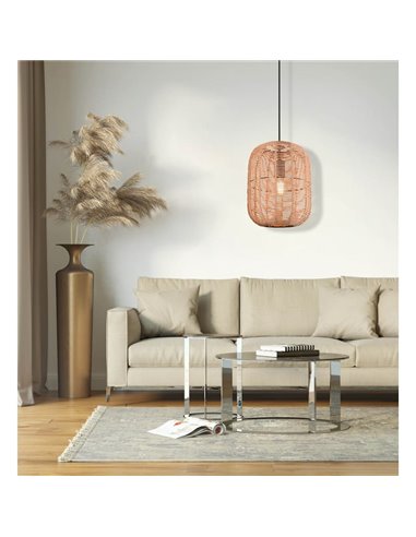 Lámpara de Techo Pantalla Cuerda Natural RUNA Grande Altura Ajustable Bombilla excl. 1x E27 max. 40W IP20