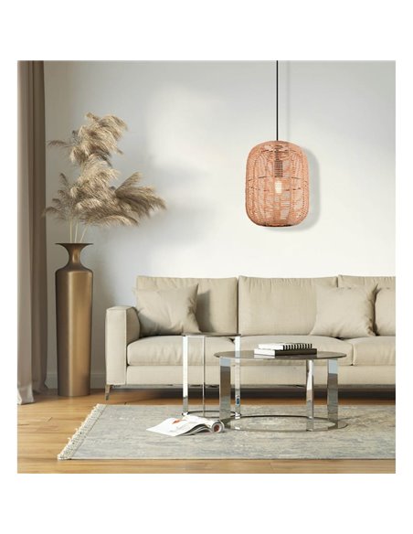 RUNA Grand Abat-Jour en Corde Naturelle Plafonnier Hauteur Réglable Ampoule excl. 1x E27 max. 40W IP20