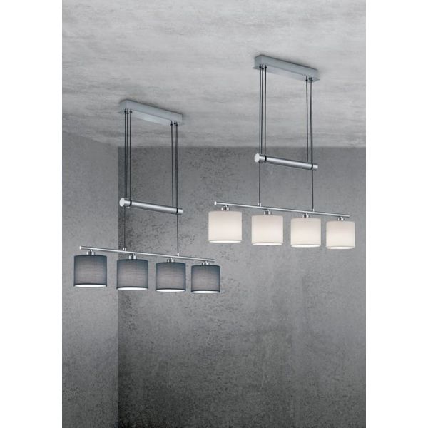 Candeeiro suspenso GARDA 4 abajures de tecido Lâmpada excl. 4x E14 máx. 28W IP20
