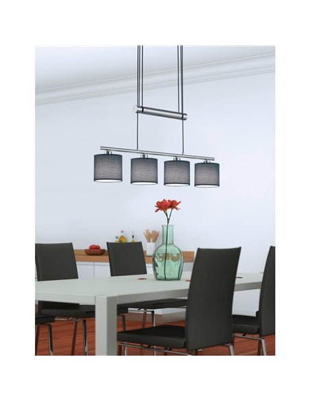 Lámpara Colgante 4 Pantallas de Tela GARDA Bombilla excl. 4x E14 max. 28W IP20