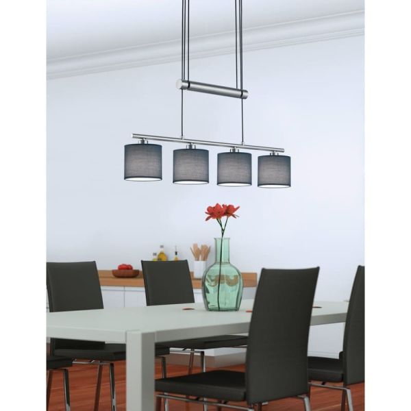 Lampe à suspension GARDA 4 abat-jour en tissu Ampoule excl. 4x E14 max. 28W IP20