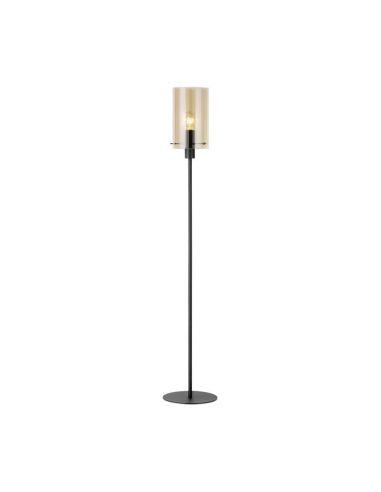 Lampadaire POLVERARA en acier noir et verre ambré - Moderne et élégant pour salon, chambre et salle à manger 39542