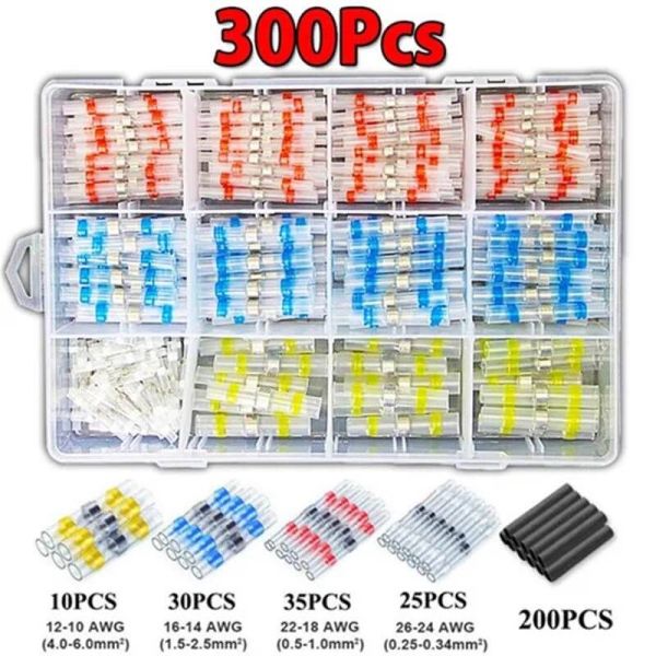 Conectores Termorretráctiles para Soldadura | Paquetes de 300 Piezas | Impermeables y Resistentes