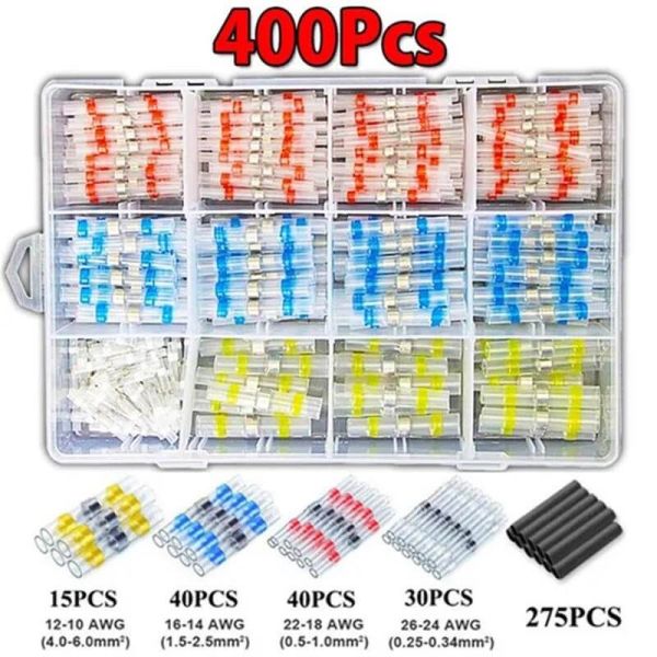 Conectores Termorretráctiles para Soldadura | Paquete de 400 Piezas | Impermeables y Resistentes