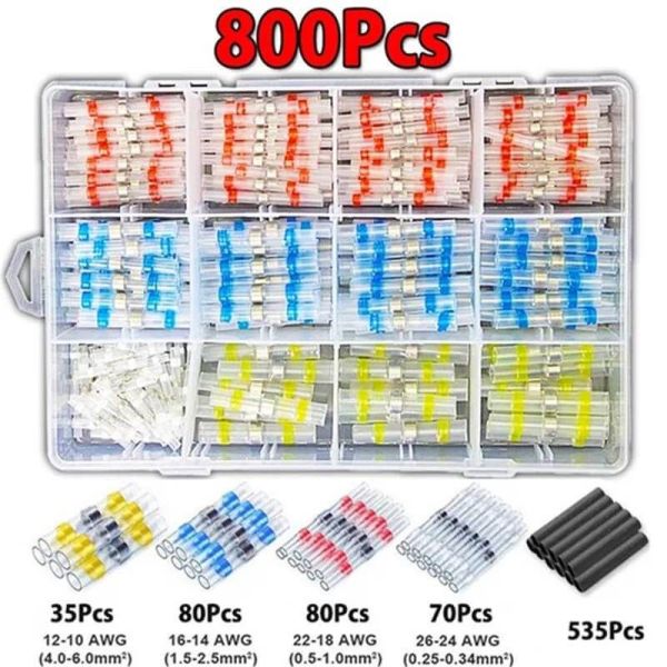 Connecteurs thermorétractables de qualité marine | Paquet de 800 pièces | Durabilité maximale