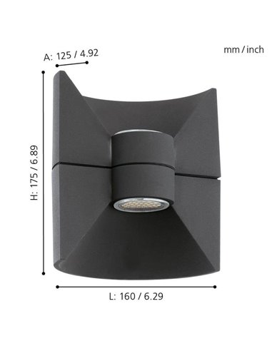 Aplique de Pared LED REDONDO Muy Decorativo Bombilla 2 GU10 incl. 2x2,5W IP44