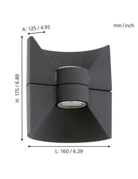 Aplique de Pared LED REDONDO Muy Decorativo Bombilla 2 GU10 incl. 2x2,5W IP44
