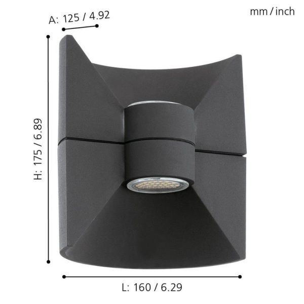 Aplique de Pared LED REDONDO Muy Decorativo Bombilla 2 GU10 incl. 2x2,5W IP44