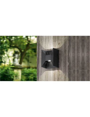 Aplique de Pared LED Cuadrado Luz Arriba y Abajo MORINO negro, 2x2,5W 3000K IP44