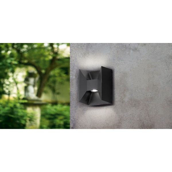 Aplique de Pared LED Cuadrado Luz Arriba y Abajo MORINO negro, 2x2,5W 3000K IP44