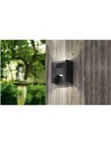 Applique murale LED carrée Up and Down Light MORINO noir, 2x2,5W 3000K IP44