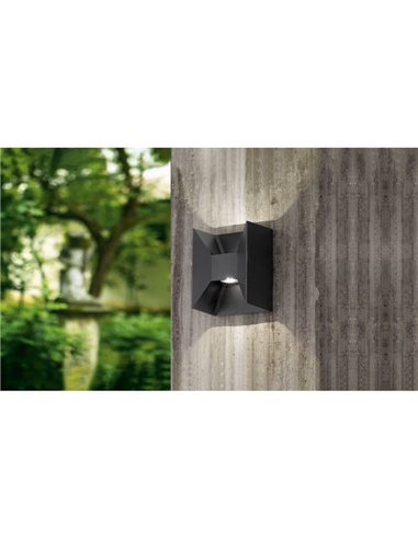 Aplique de Pared LED Cuadrado Luz Arriba y Abajo MORINO negro, 2x2,5W 3000K IP44