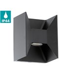 Aplique de Pared LED Cuadrado Luz Arriba y Abajo MORINO negro, 2x2,5W 3000K IP44