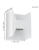 Aplique de Pared LED Cuadrado Luz Arriba y Abajo MORINO blanco, 2x2,5W 3000K IP44
